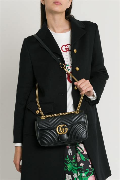 what celebrity has the gucci small marmont matelasse shoulder bag|gucci marmont bag small size.